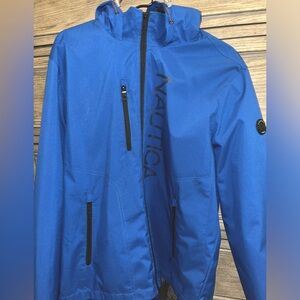 Nautica Men’s Blue Water Resistant Rain Jacket